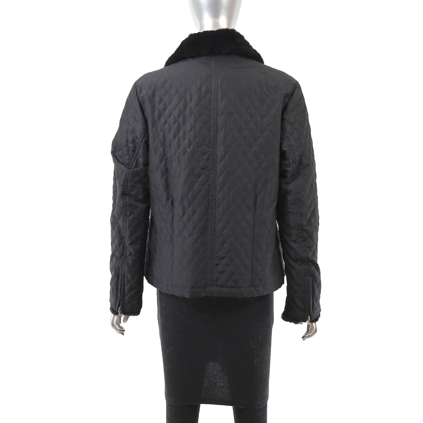 Black Reversible Plucked Mink Jacket- Size S