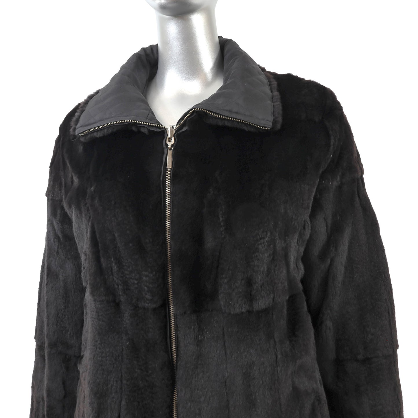 Black Reversible Plucked Mink Jacket- Size S