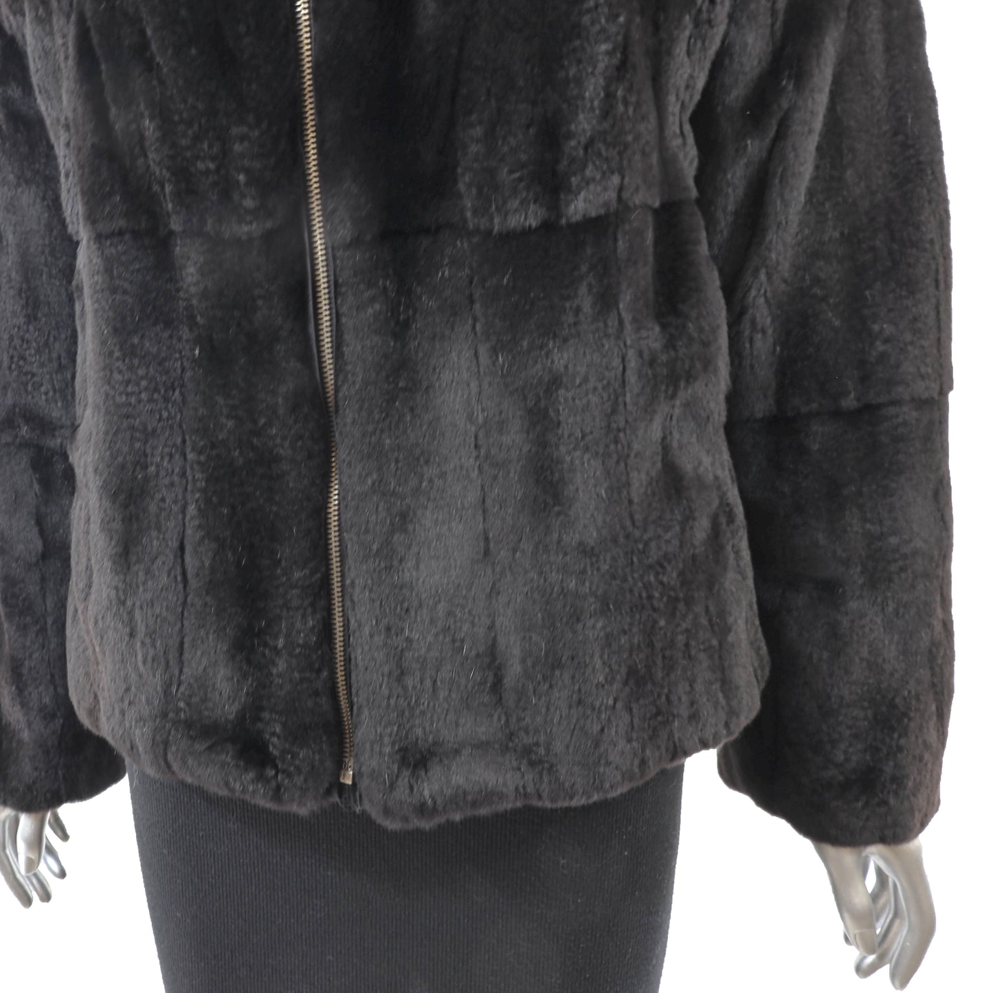 Black Reversible Plucked Mink Jacket- Size S