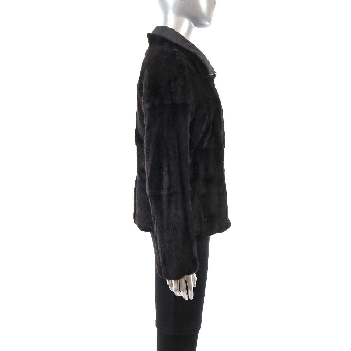 Black Reversible Plucked Mink Jacket- Size S
