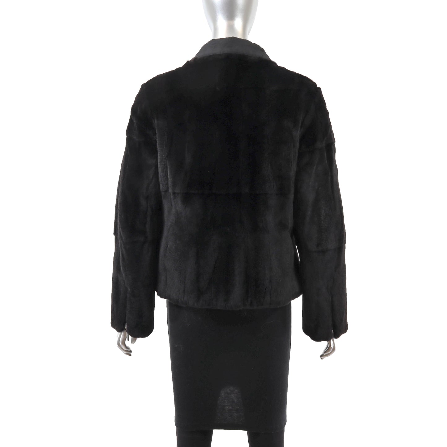 Black Reversible Plucked Mink Jacket- Size S