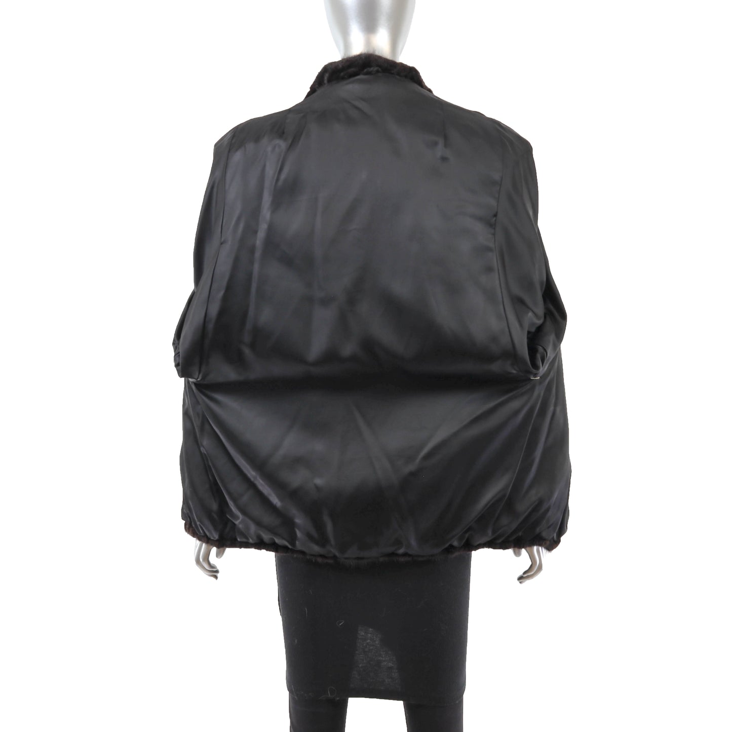 Black Section Mink Bomber Jacket- Size M