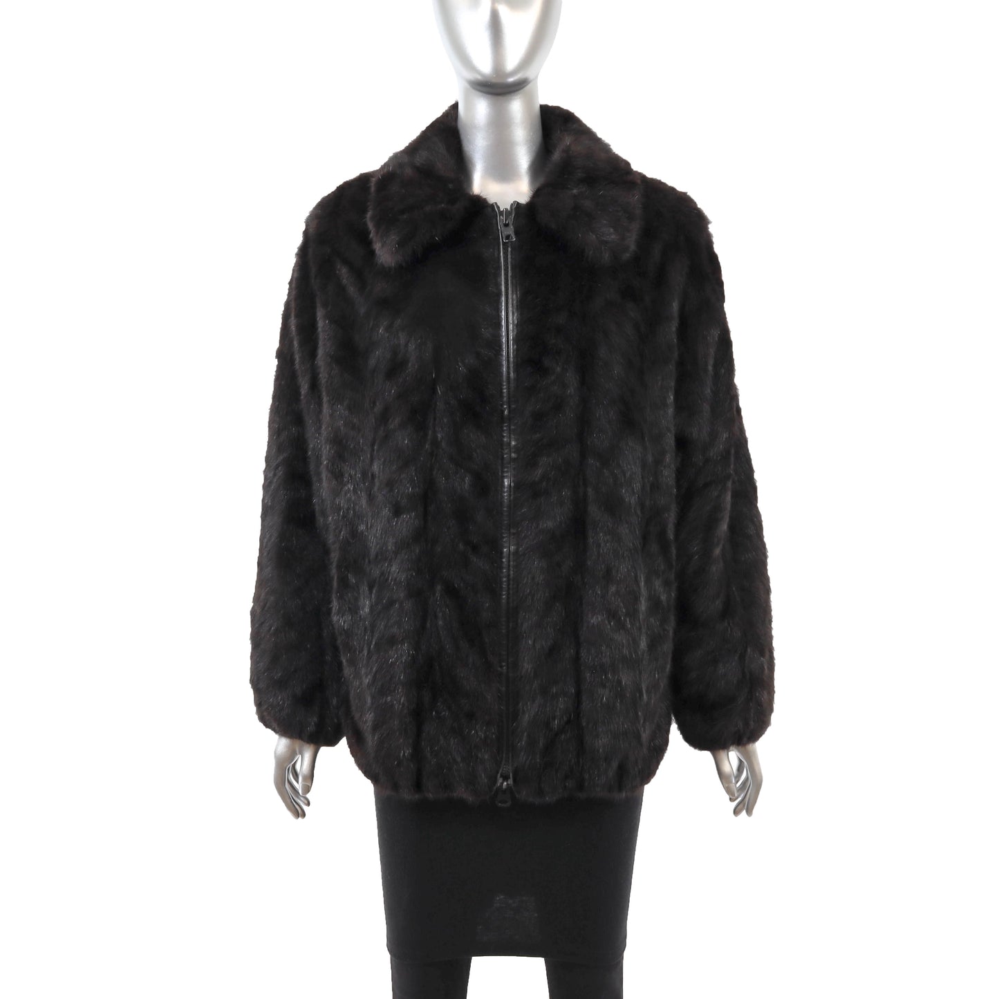 Black Section Mink Bomber Jacket- Size M