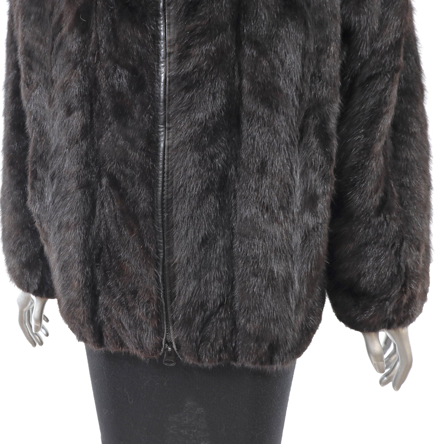 Black Section Mink Bomber Jacket- Size M
