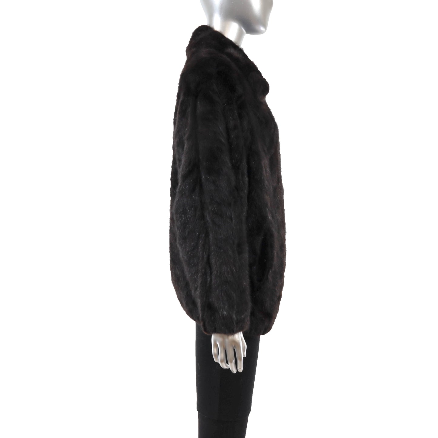 Black Section Mink Bomber Jacket- Size M