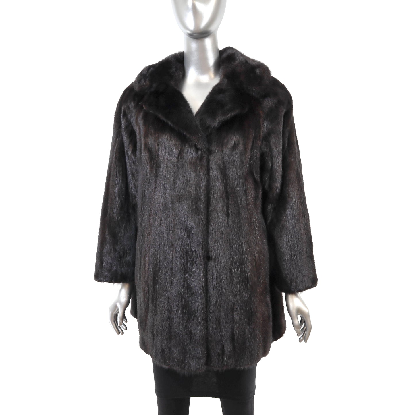 Black Mink 3/4 Jacket Reversible to Taffeta- Size L