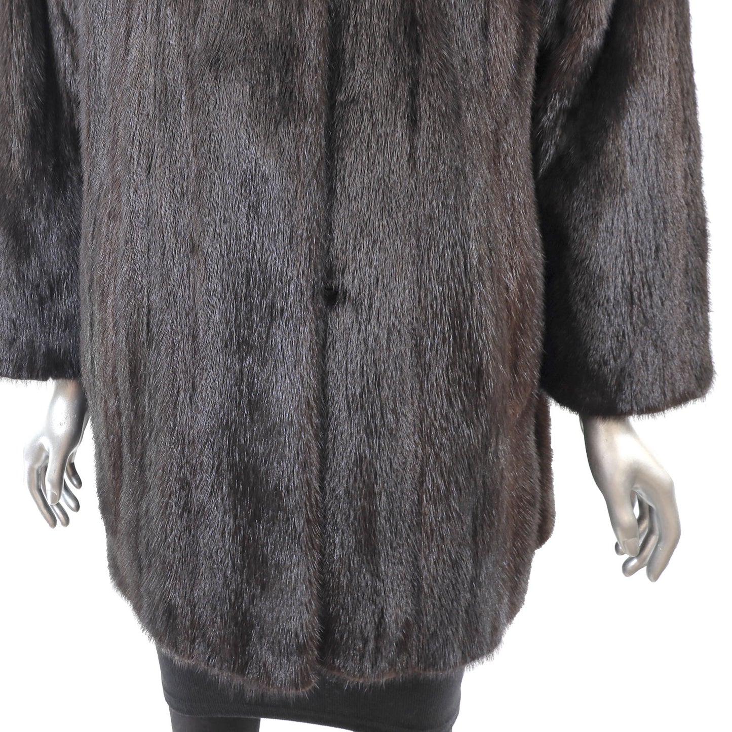 Black Mink 3/4 Jacket Reversible to Taffeta- Size L