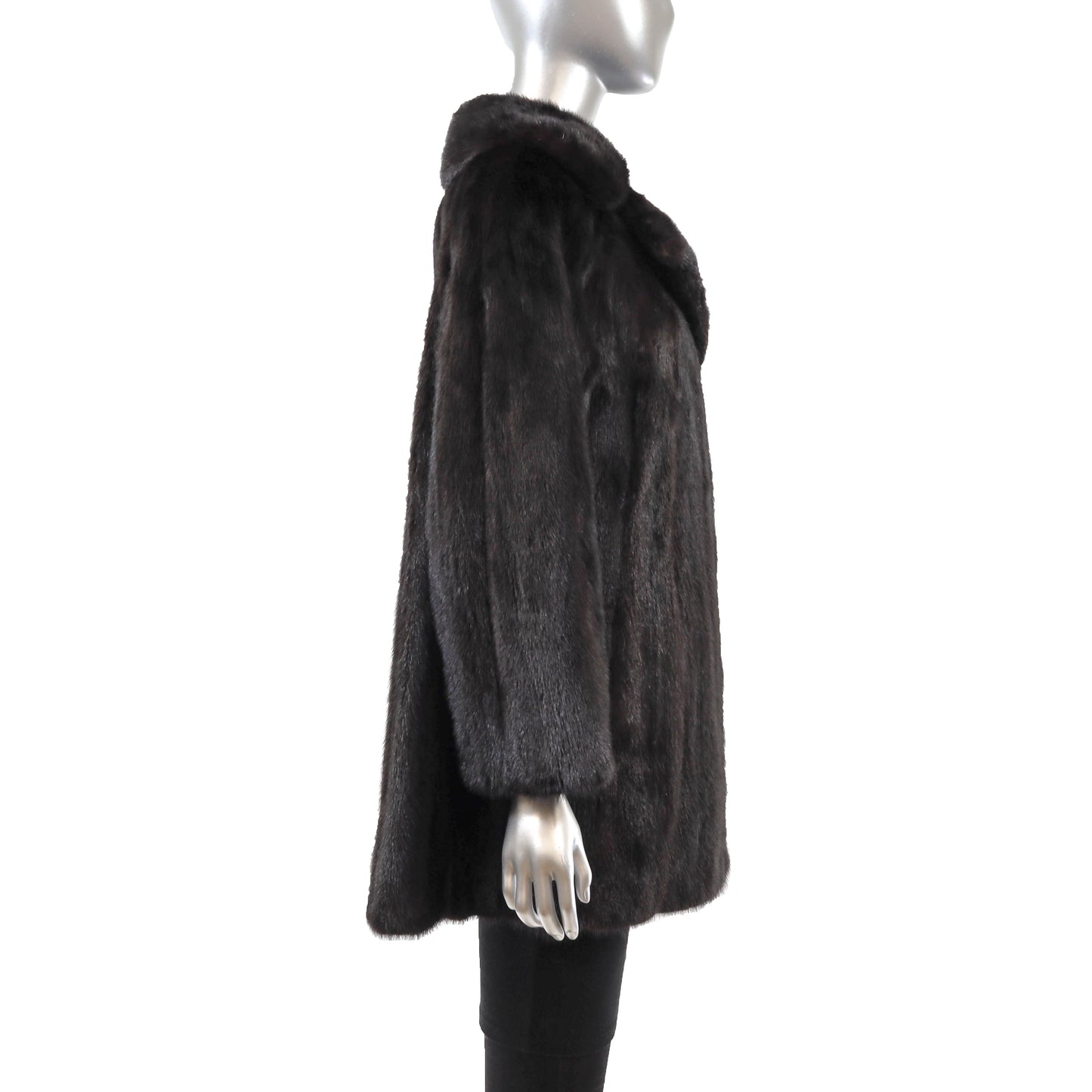 Black Mink 3/4 Jacket Reversible to Taffeta- Size L