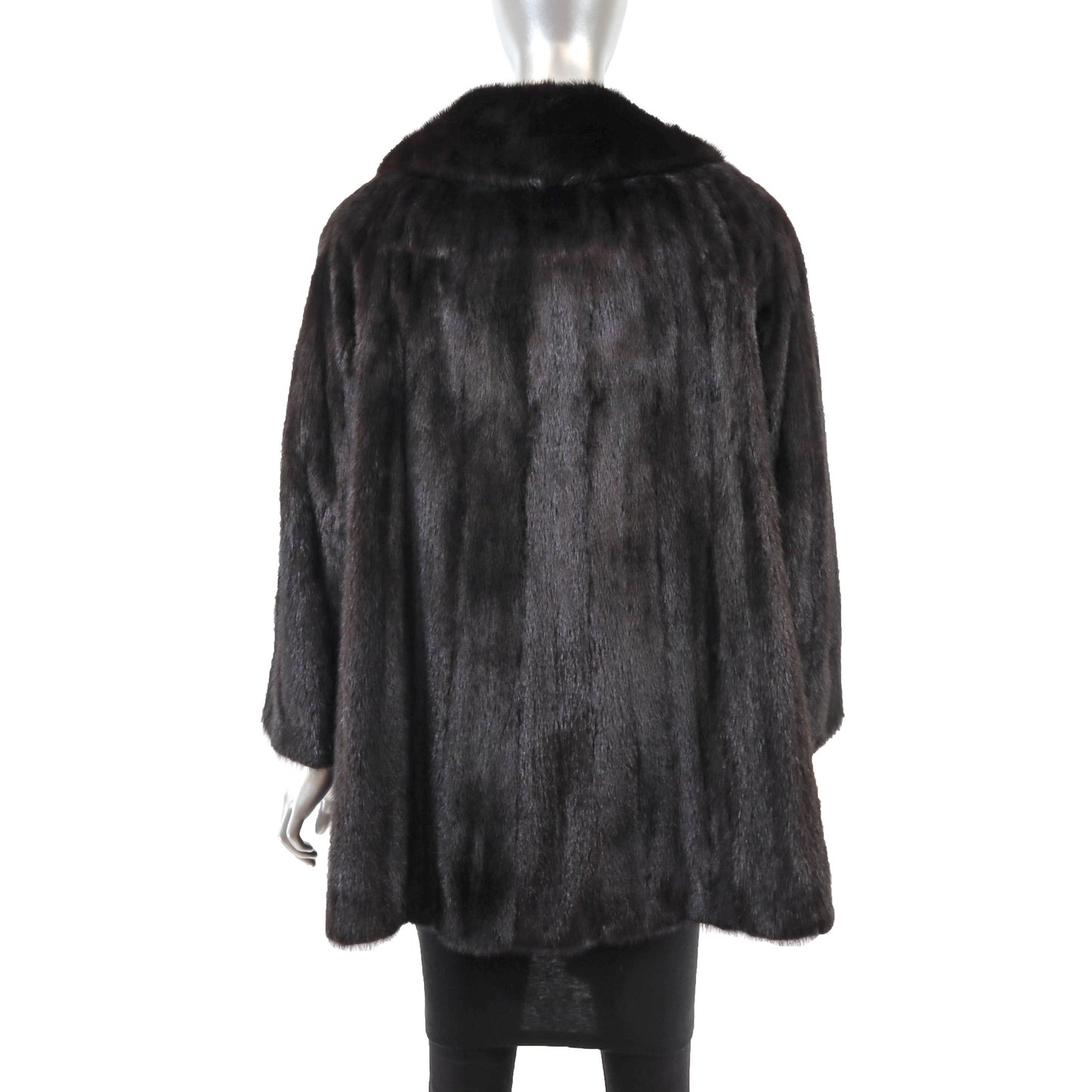 Black Mink 3/4 Jacket Reversible to Taffeta- Size L