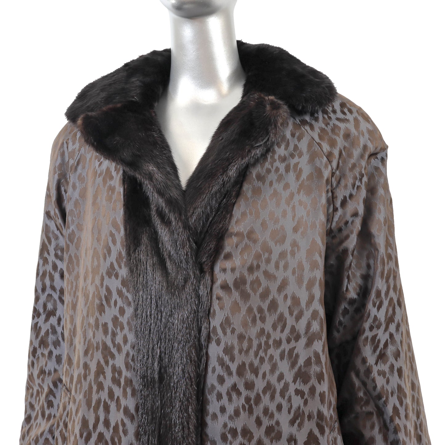 Black Mink 3/4 Jacket Reversible to Taffeta- Size L