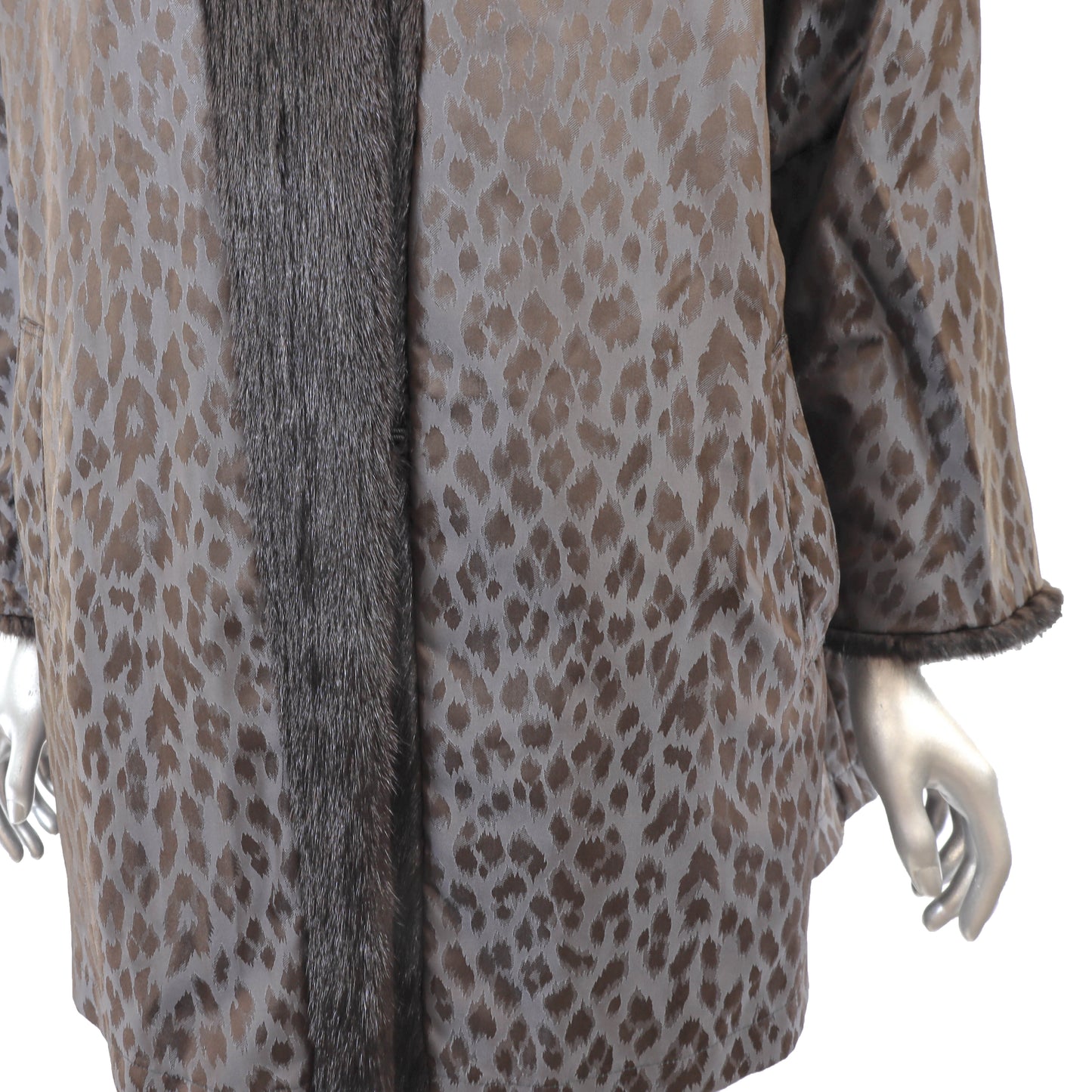 Black Mink 3/4 Jacket Reversible to Taffeta- Size L