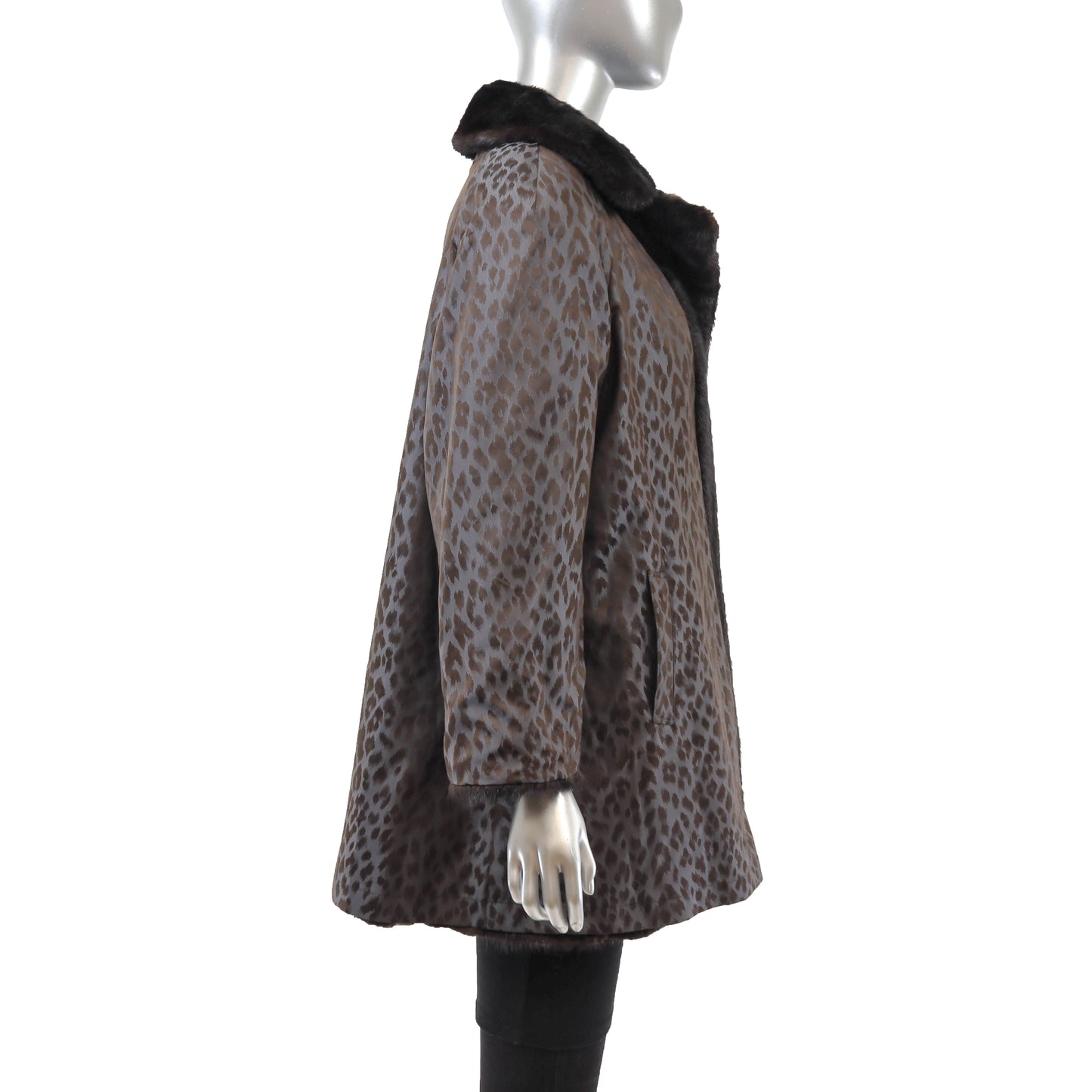 Black Mink 3/4 Jacket Reversible to Taffeta- Size L