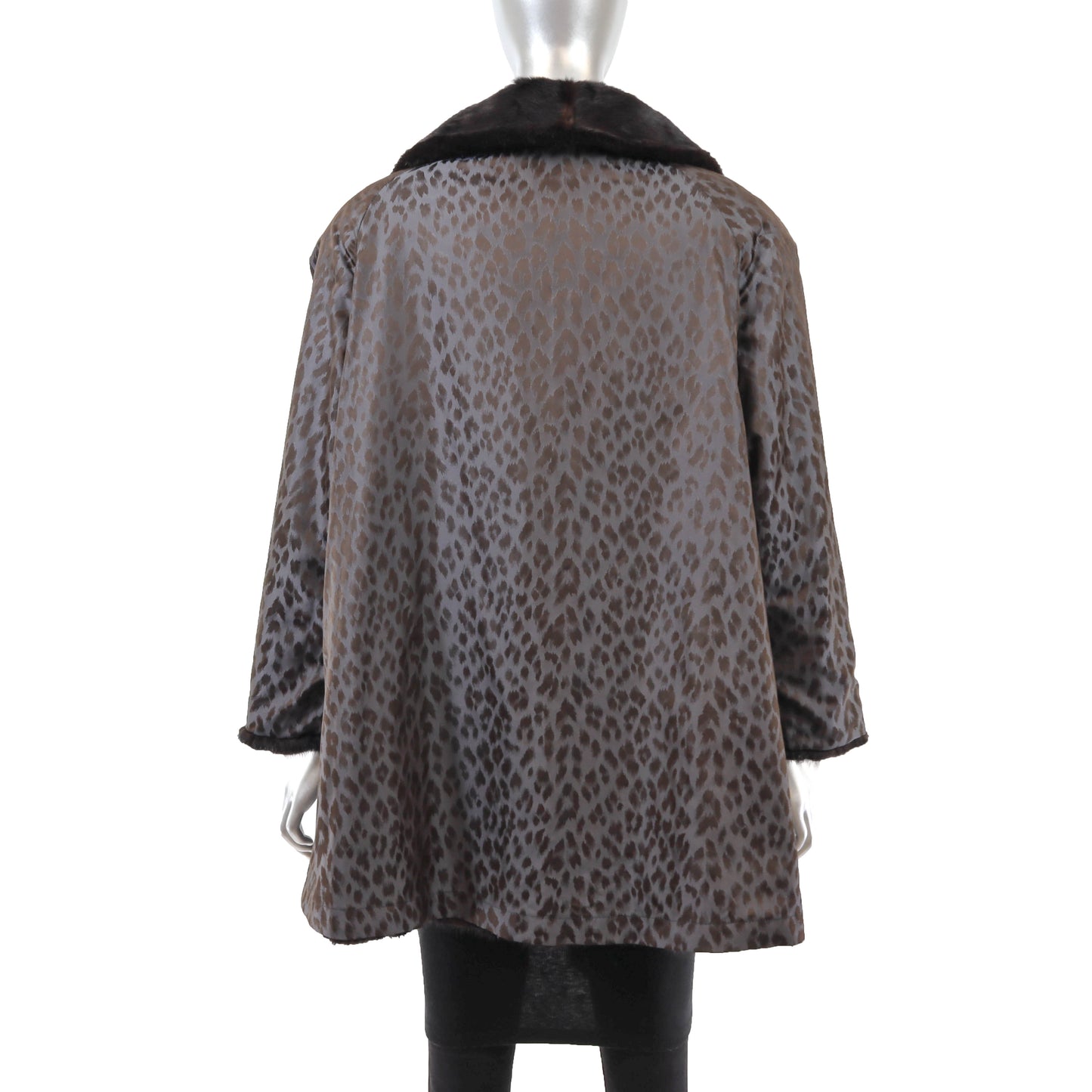 Black Mink 3/4 Jacket Reversible to Taffeta- Size L