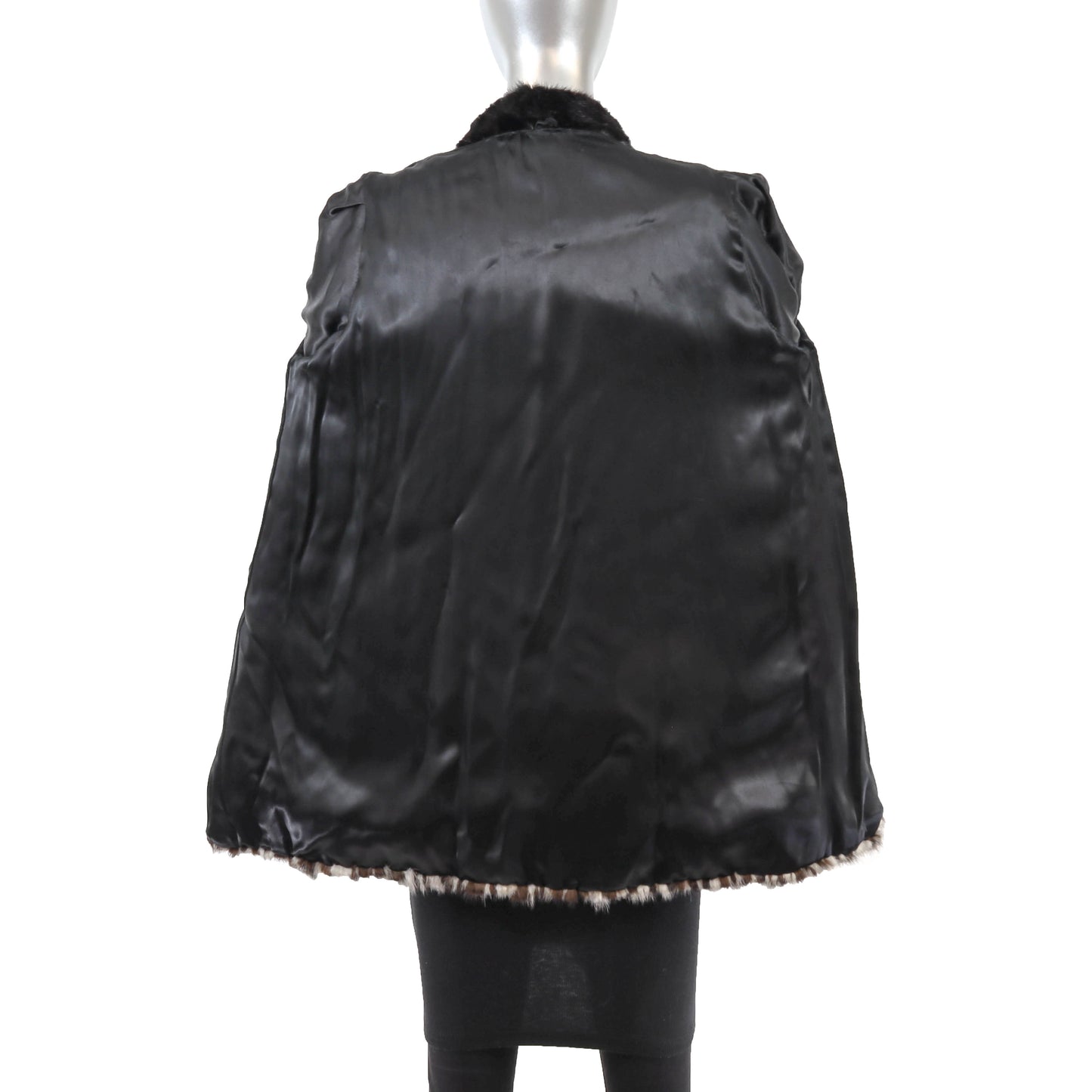 Black and Grey Section Mink Jacket- Size M