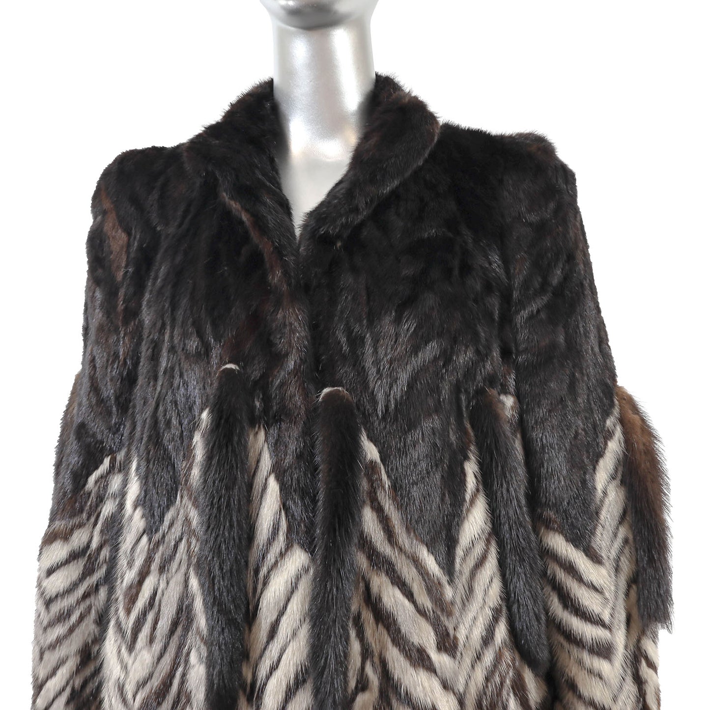 Black and Grey Section Mink Jacket- Size M
