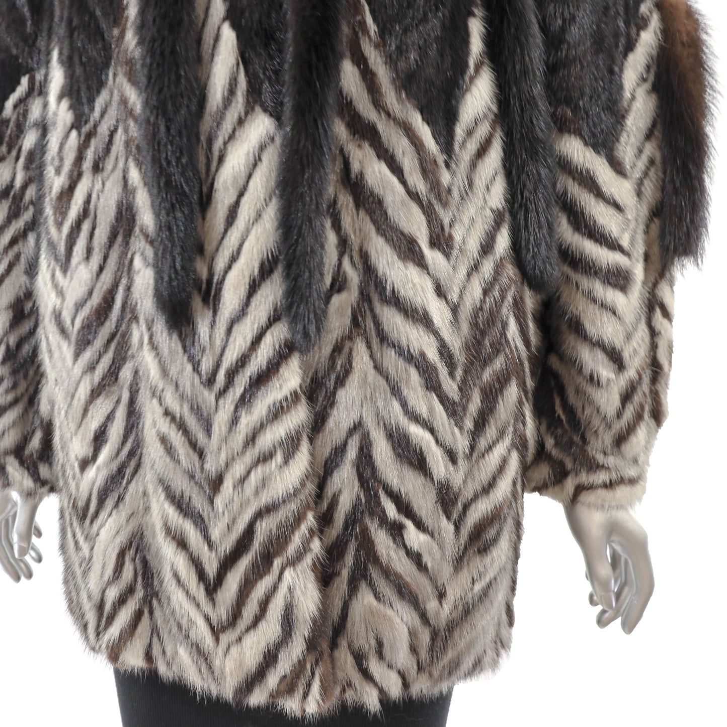 Black and Grey Section Mink Jacket- Size M