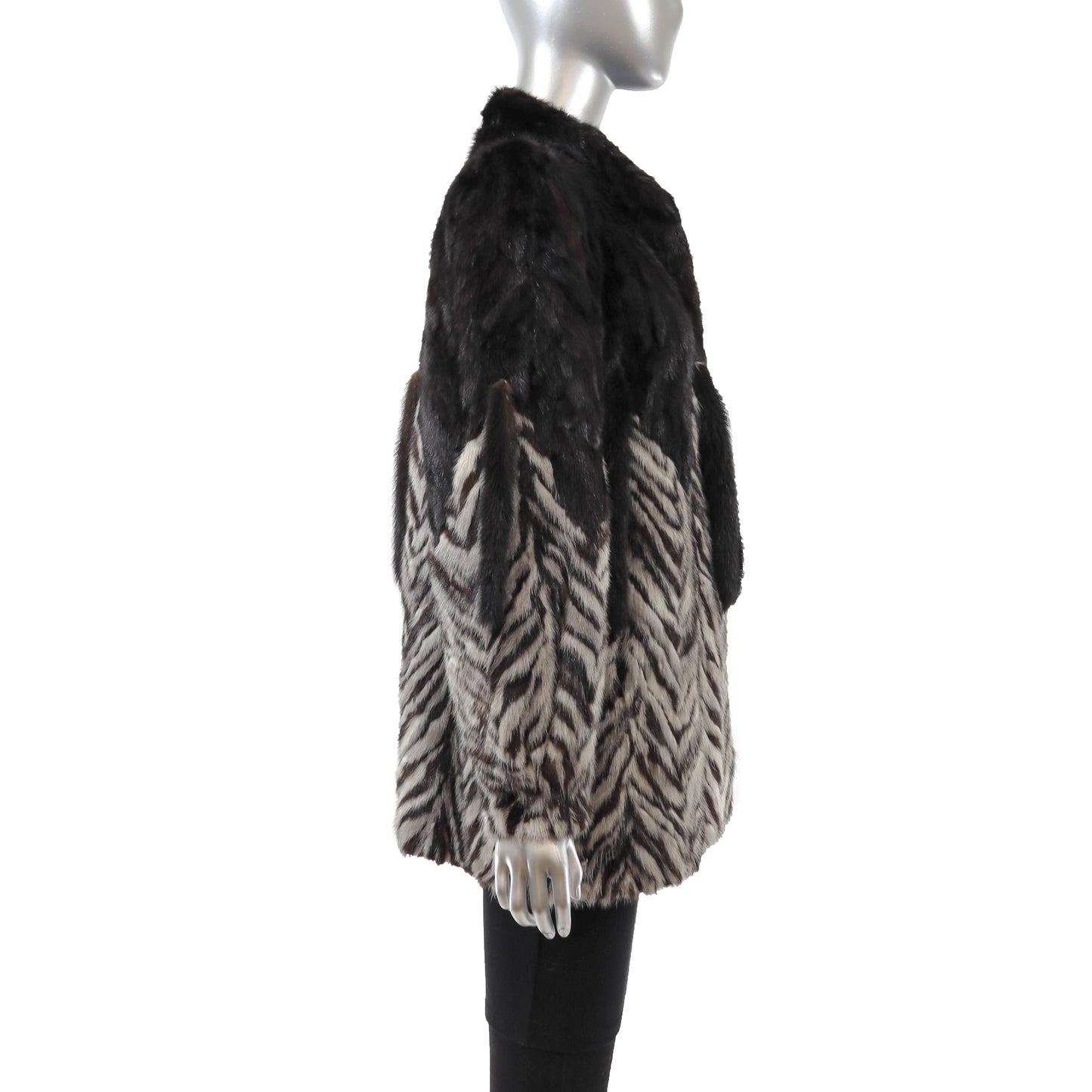 Black and Grey Section Mink Jacket- Size M