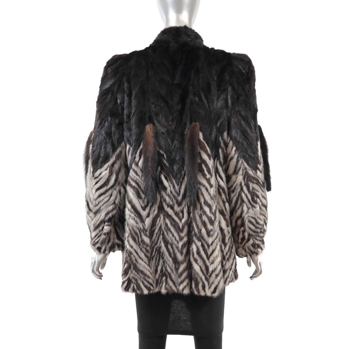 Black and Grey Section Mink Jacket- Size M