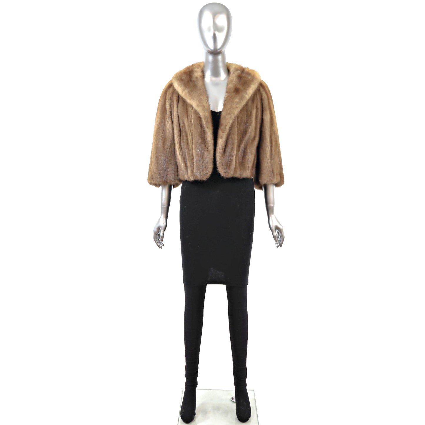 Light Brown Mink Bolero Jacket- Size S