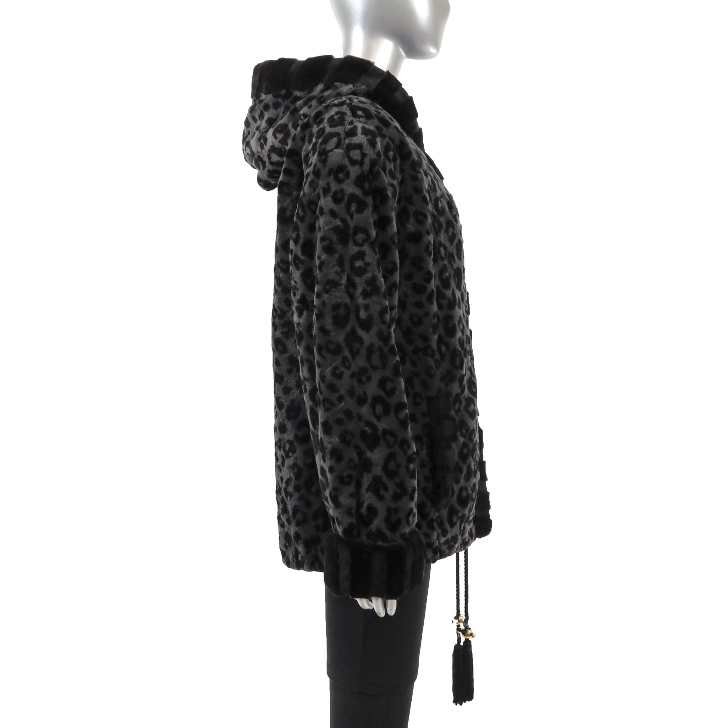 Sheared Hooded Mink Jacket Reversible to Taffeta- Size XL