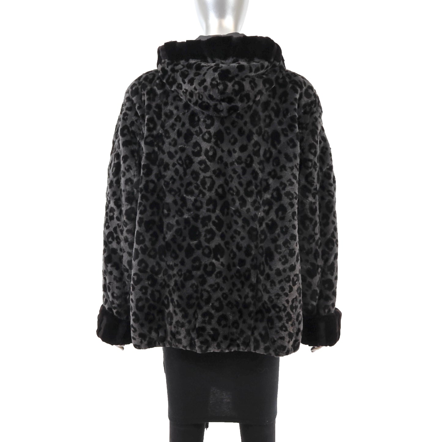 Sheared Hooded Mink Jacket Reversible to Taffeta- Size XL