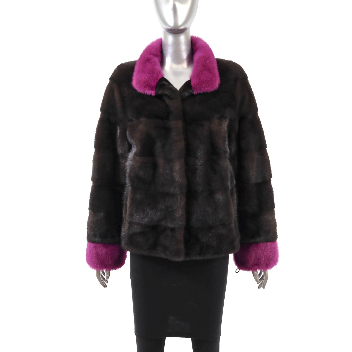 Brown and Pink Mink Jacket- Size S