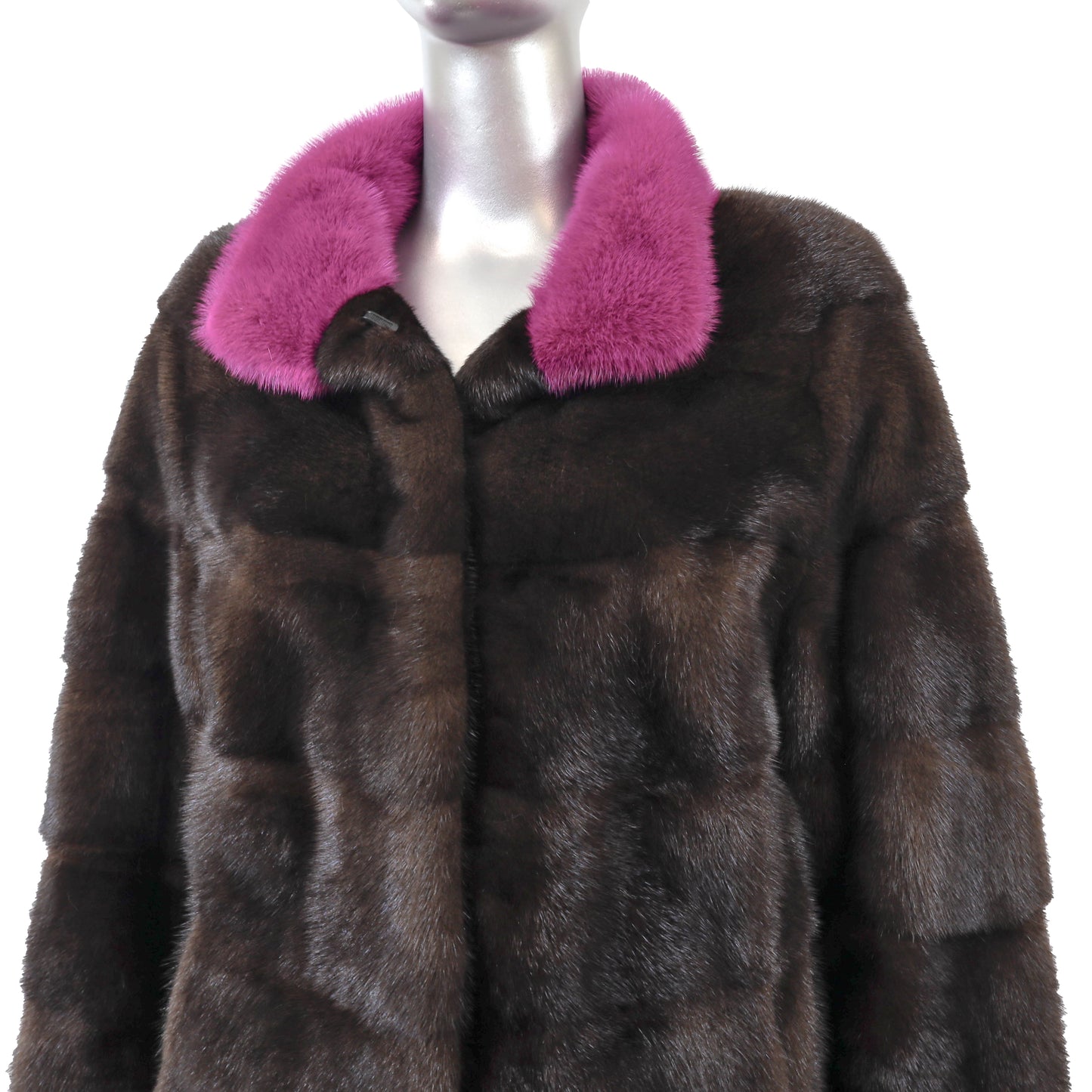Brown and Pink Mink Jacket- Size S
