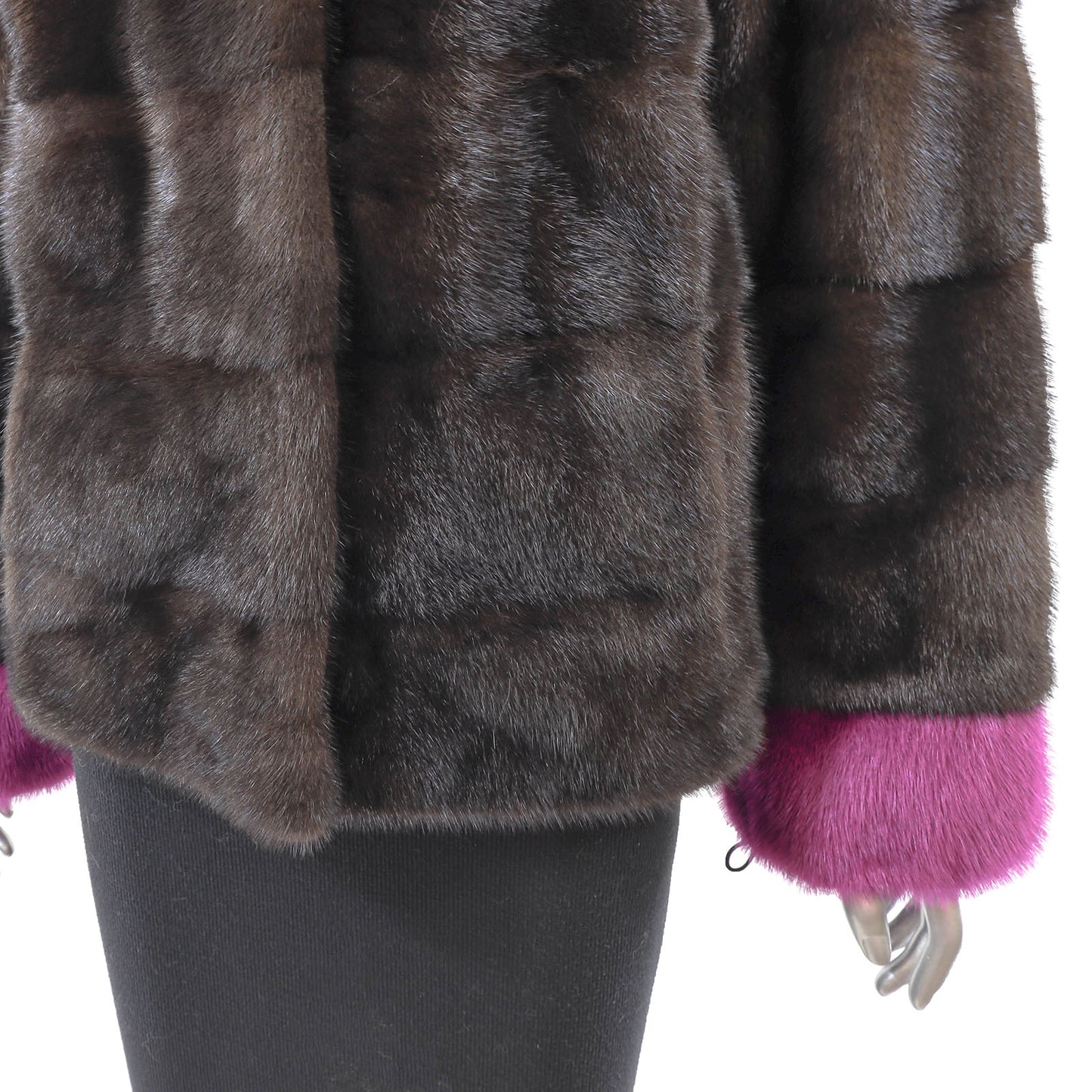 Brown and Pink Mink Jacket- Size S
