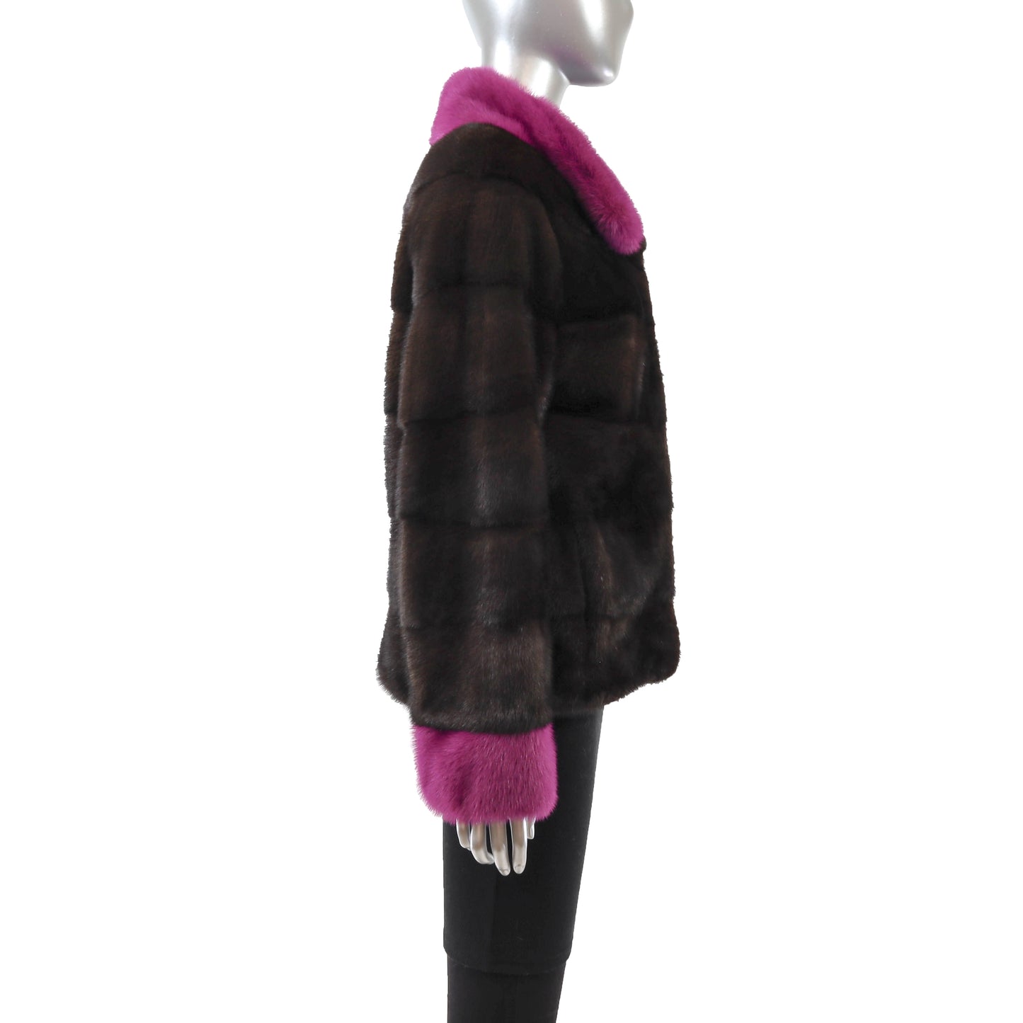 Brown and Pink Mink Jacket- Size S