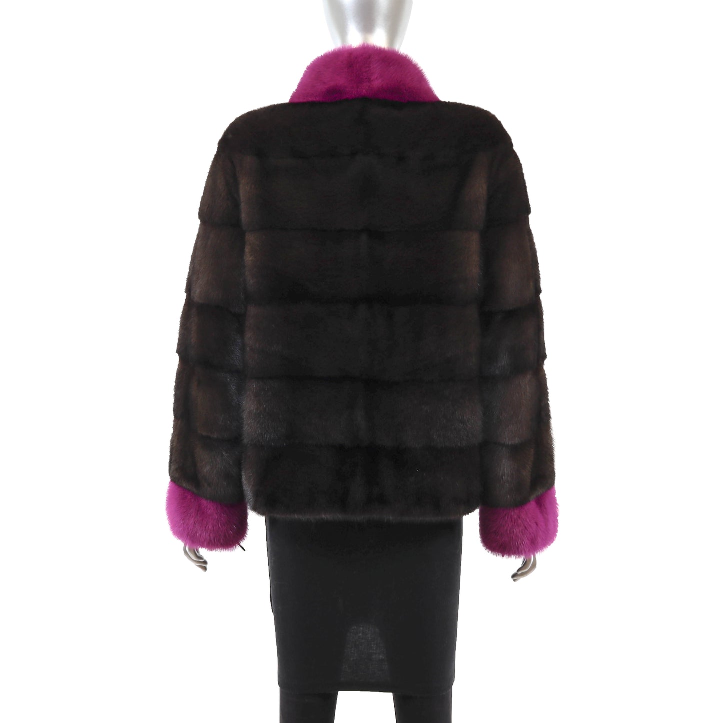 Brown and Pink Mink Jacket- Size S