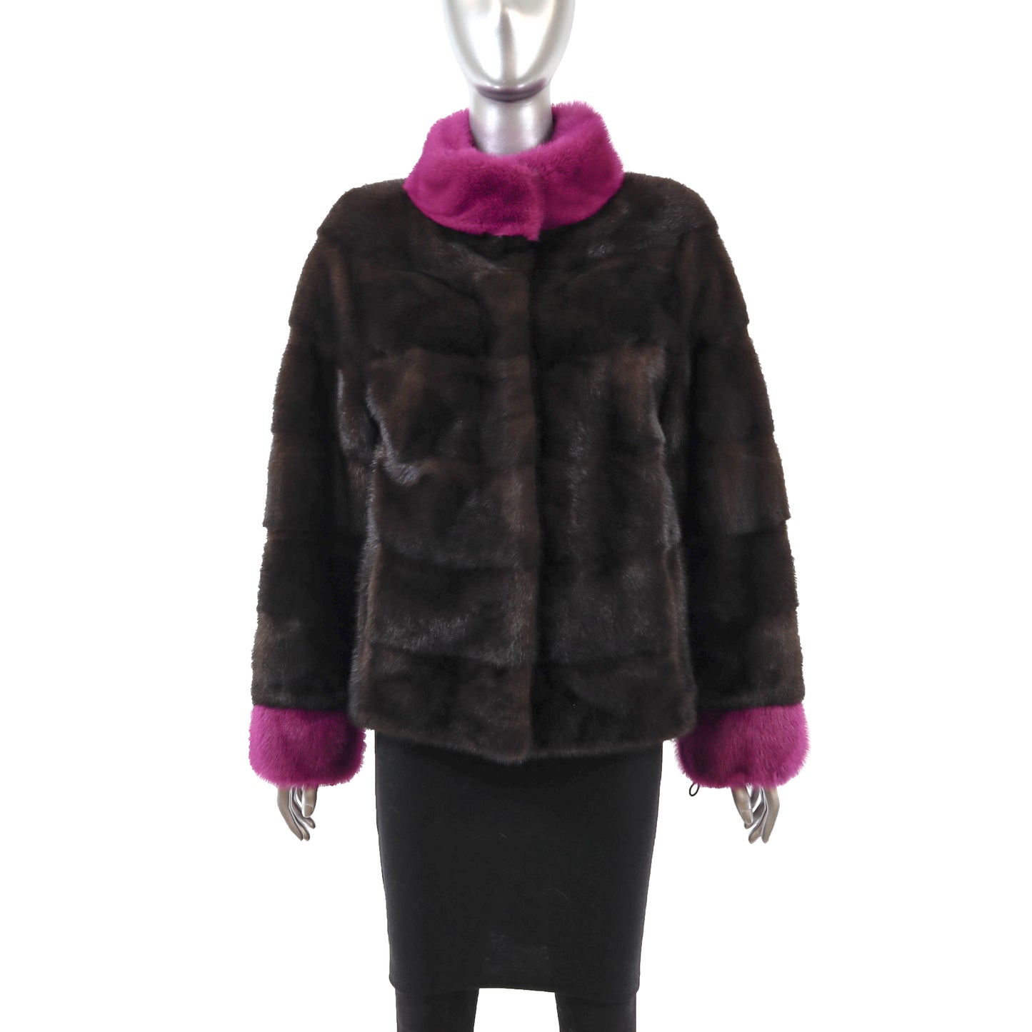 Brown and Pink Mink Jacket- Size S