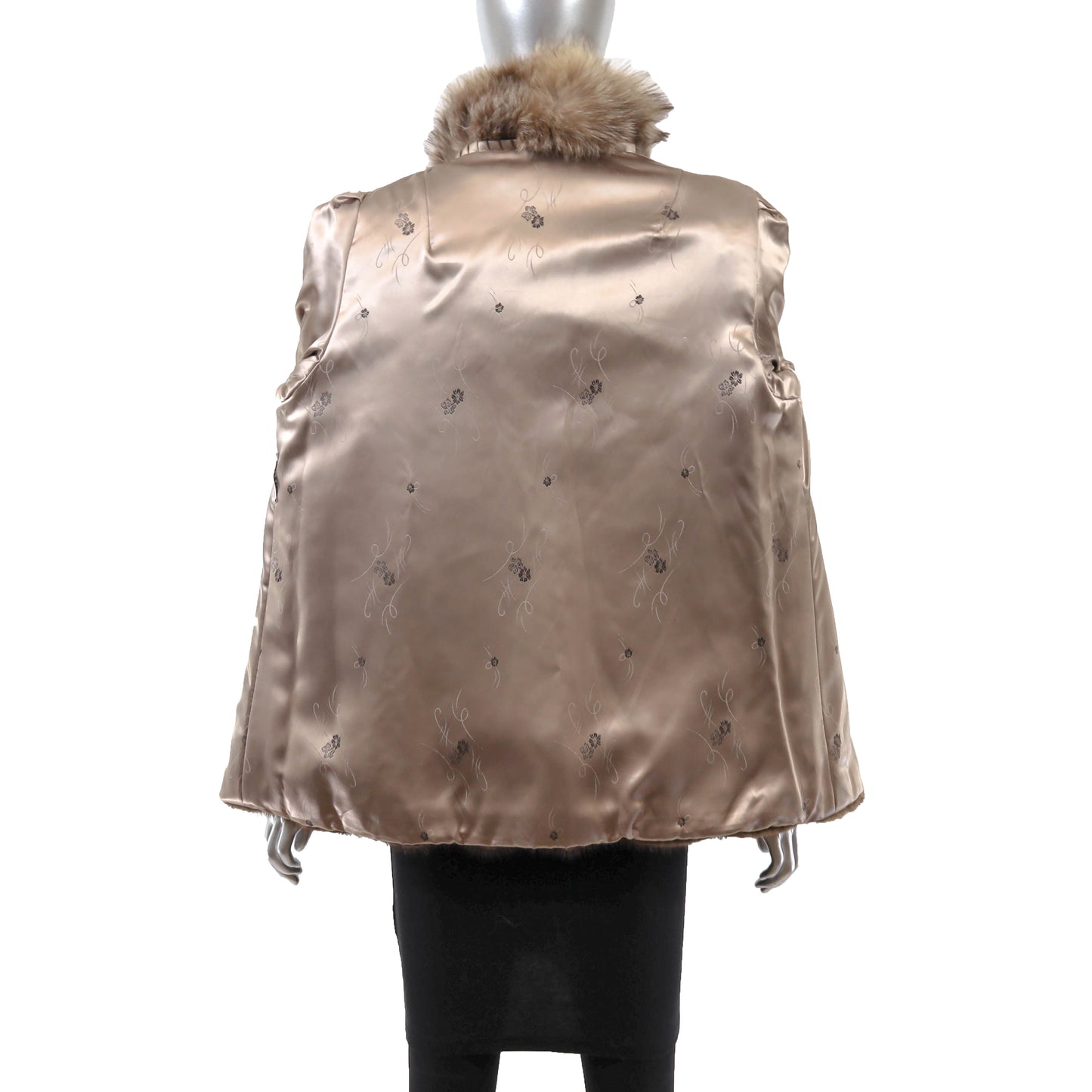 Brown Mink Jacket with Fox Tuxedo- Size M