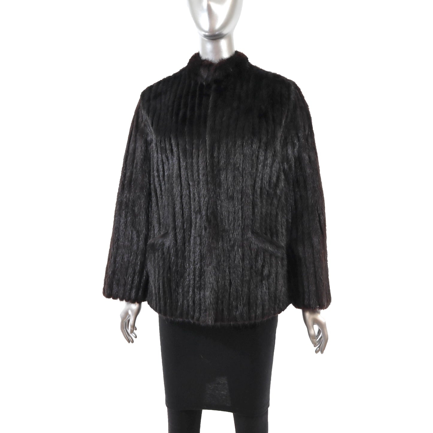 Dark Brown Corded Mink Jacket- Size M