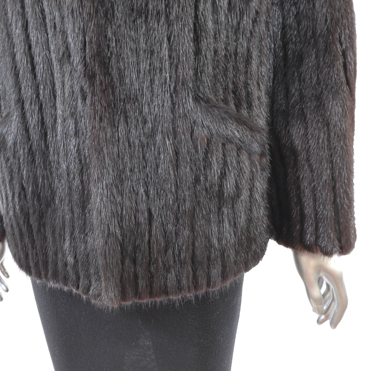 Dark Brown Corded Mink Jacket- Size M