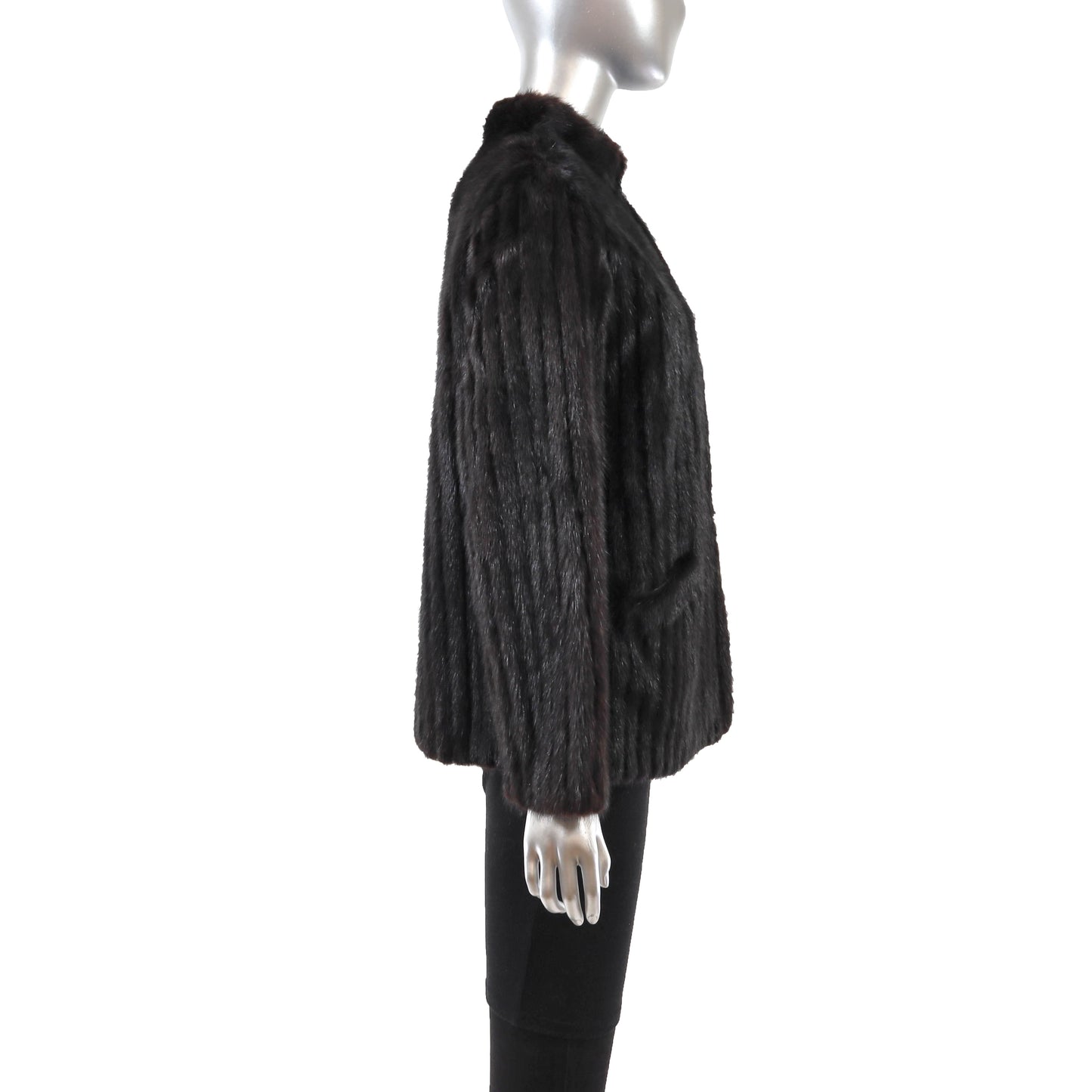 Dark Brown Corded Mink Jacket- Size M