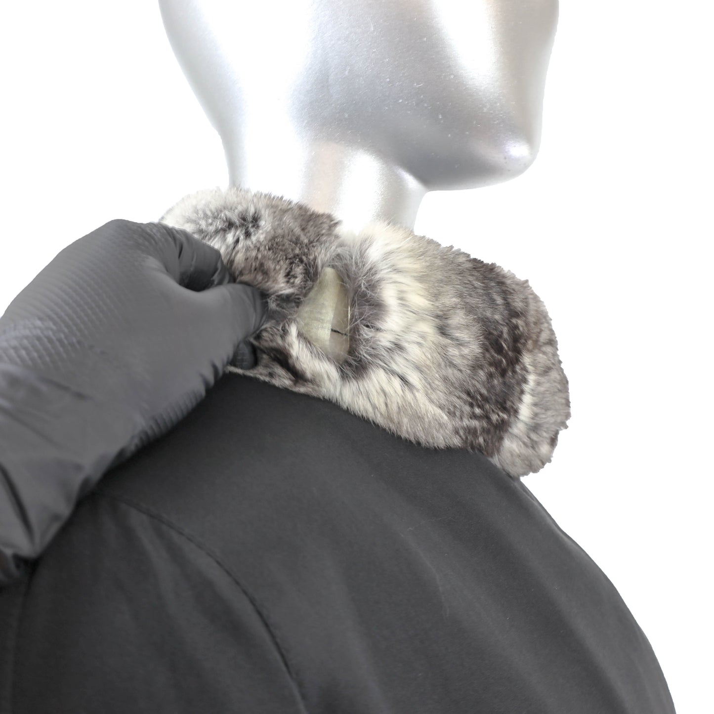 Sheared Mink Stroller with Chinchilla Collar- Size XL