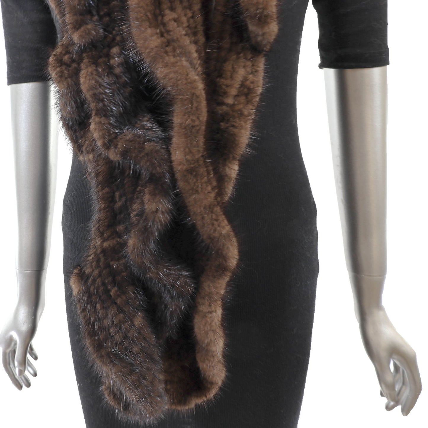 Brown Knitted Mink Scarf- Size Free