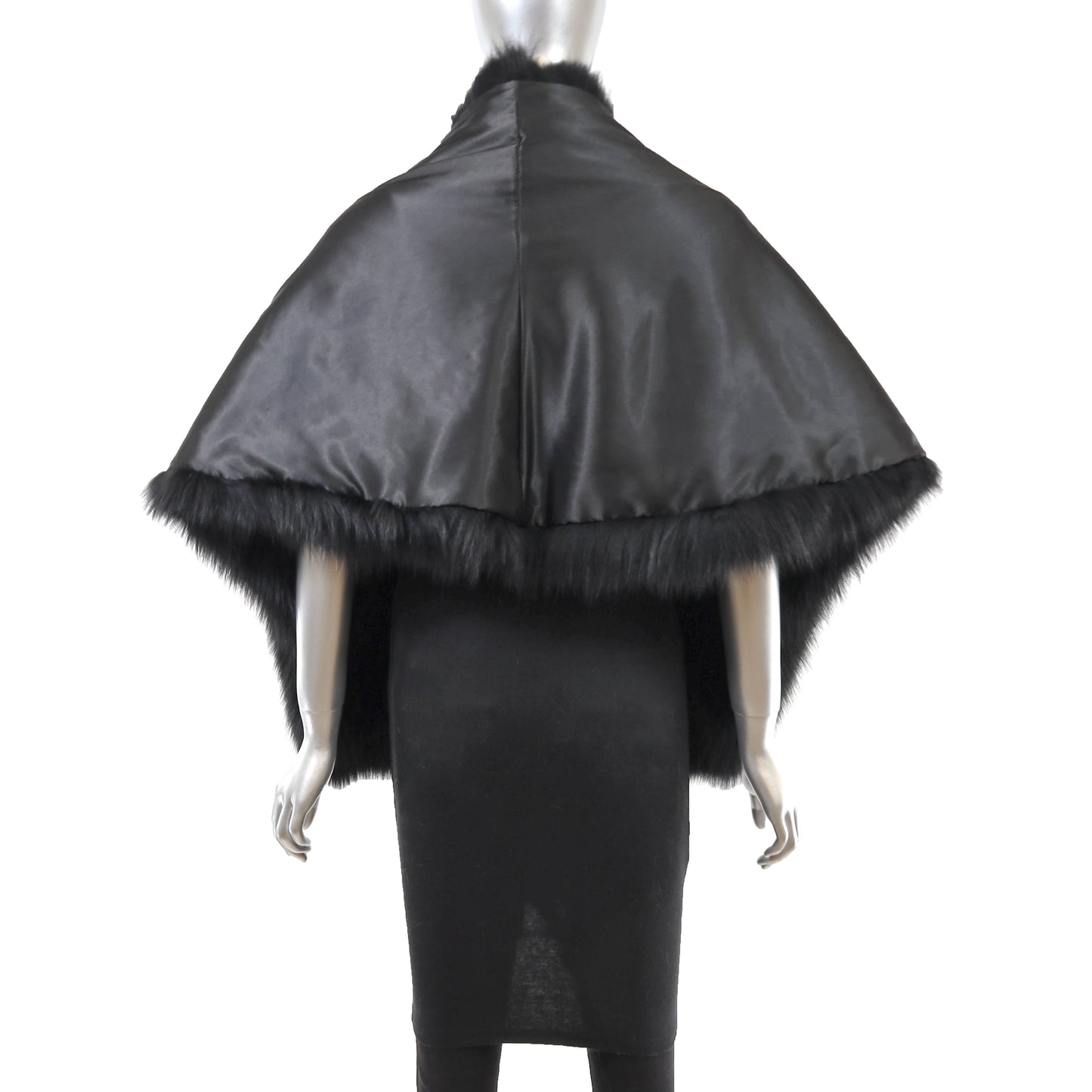 Black Mink Stole with Fox Trim- Size Free