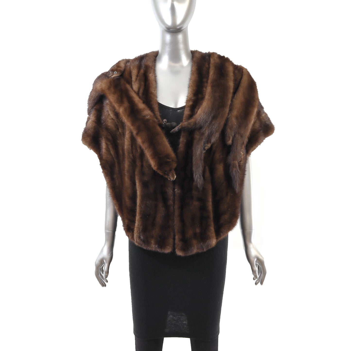 Brown Mink Stole with Mink Boas- Size S