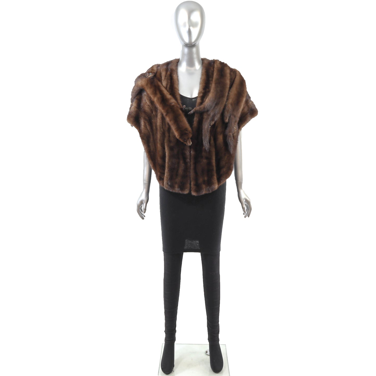 Brown Mink Stole with Mink Boas- Size S