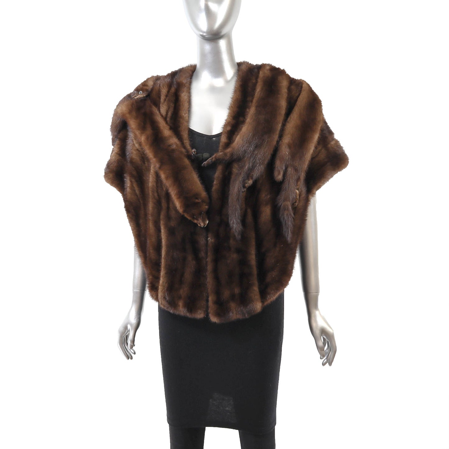 Brown Mink Stole with Mink Boas- Size S