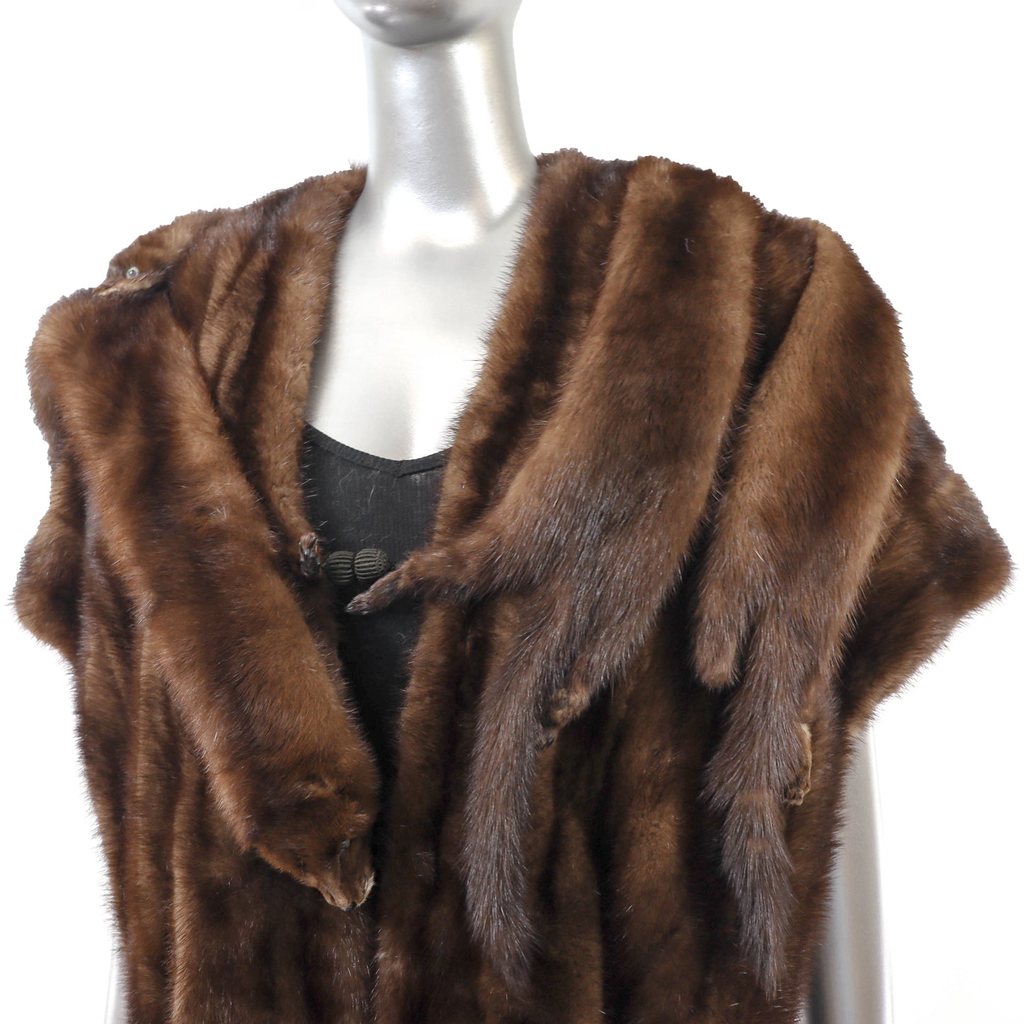 Brown Mink Stole with Mink Boas- Size S
