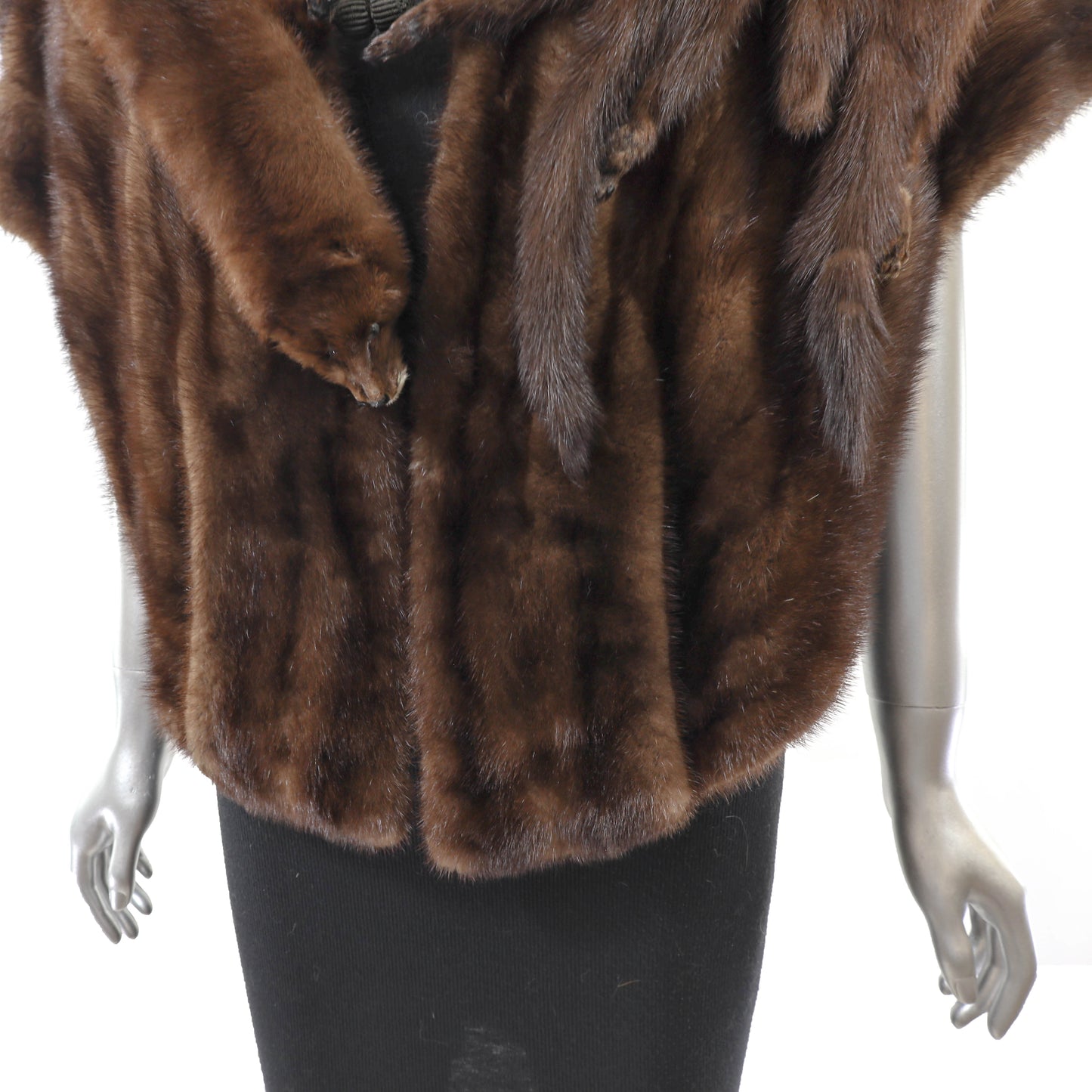 Brown Mink Stole with Mink Boas- Size S