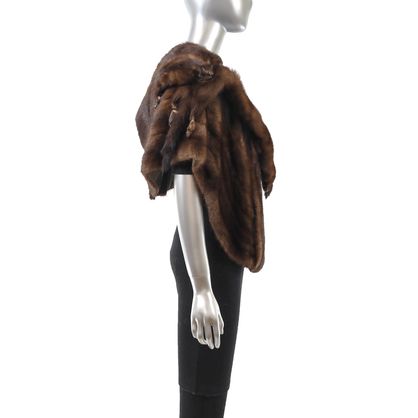 Brown Mink Stole with Mink Boas- Size S