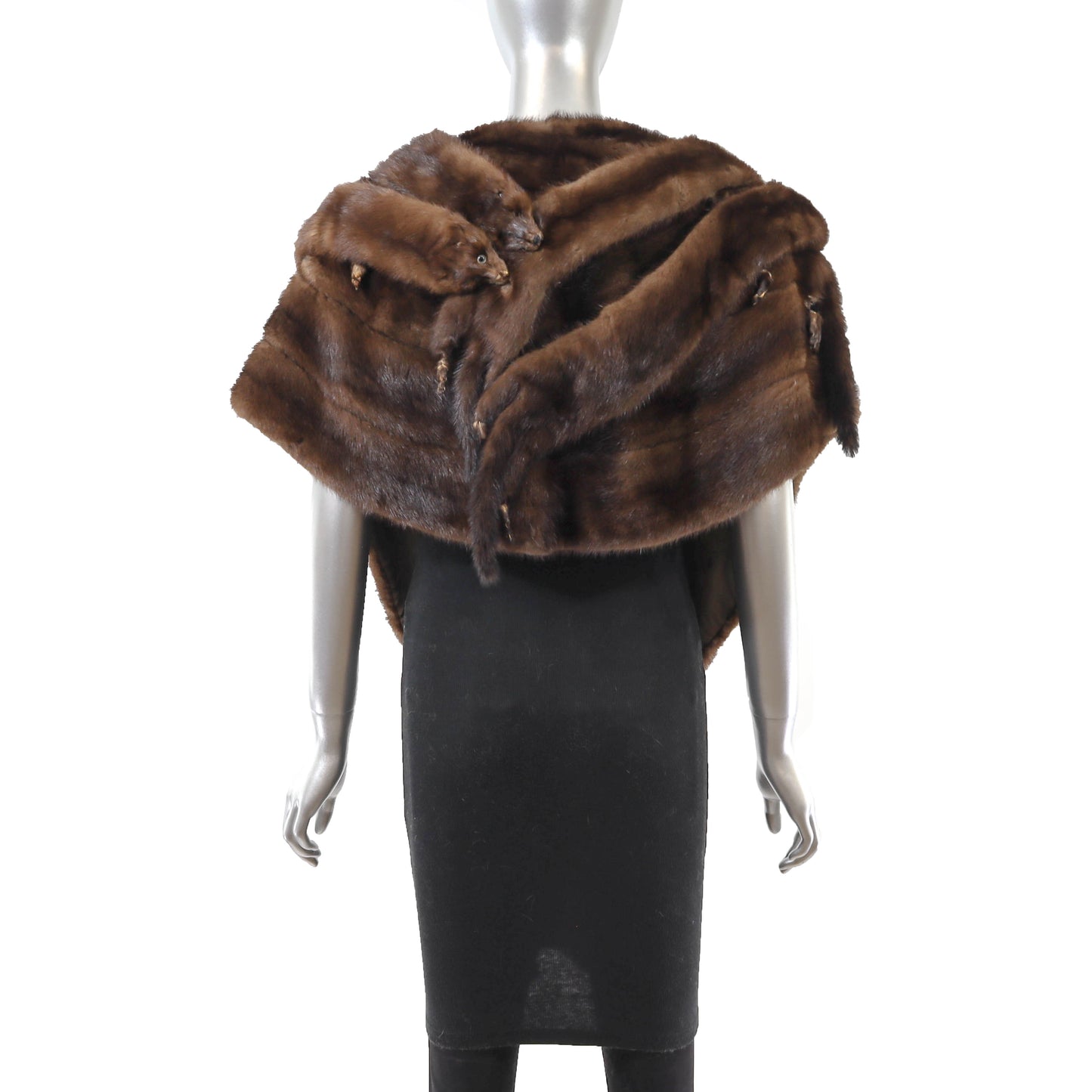 Brown Mink Stole with Mink Boas- Size S