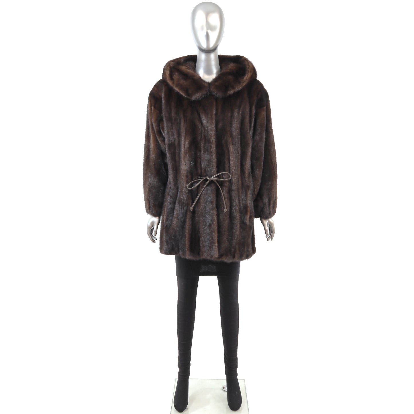 Brown Hooded Mink Stroller- Size XL