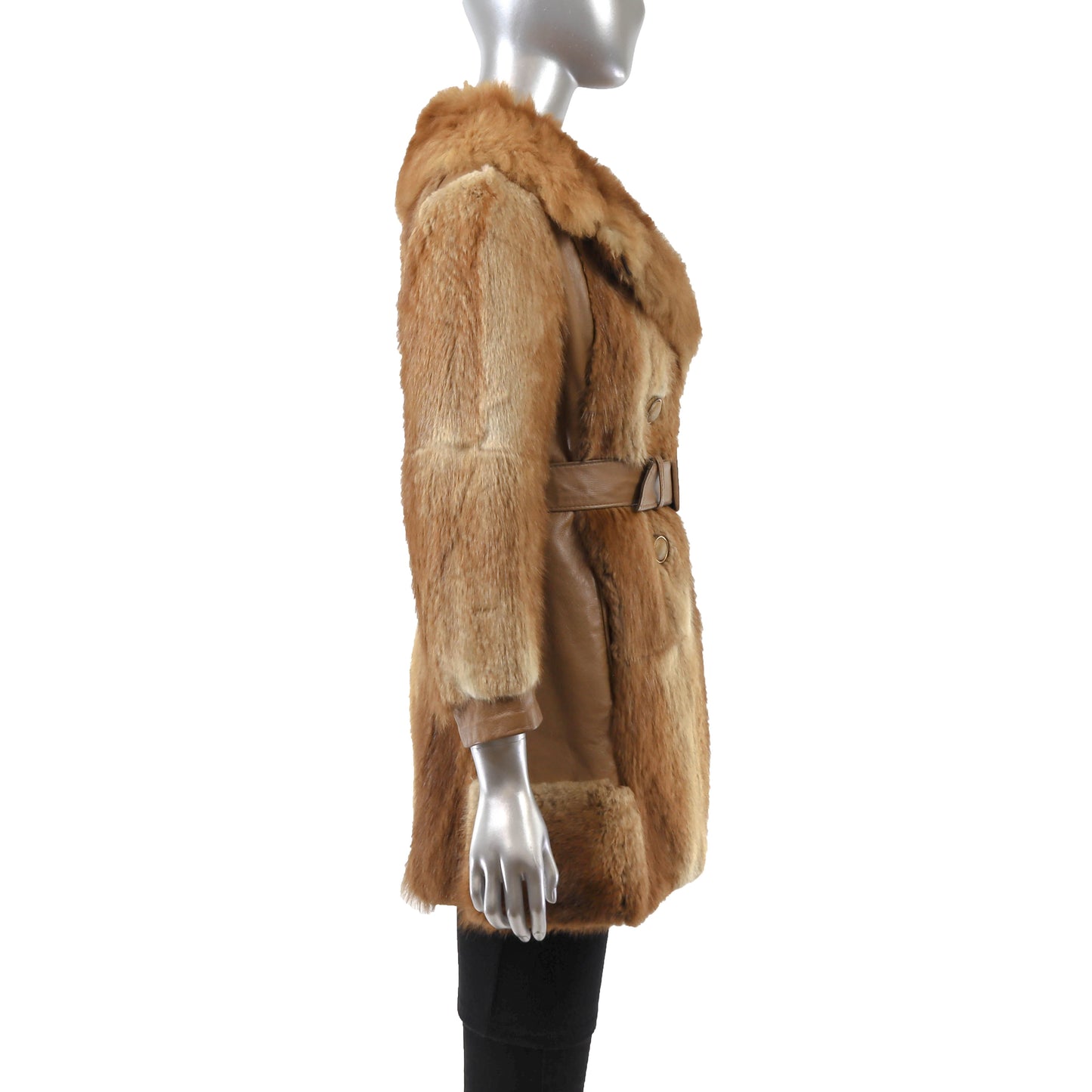 Muskrat Jacket with Leather and Opossum Collar- Size XS