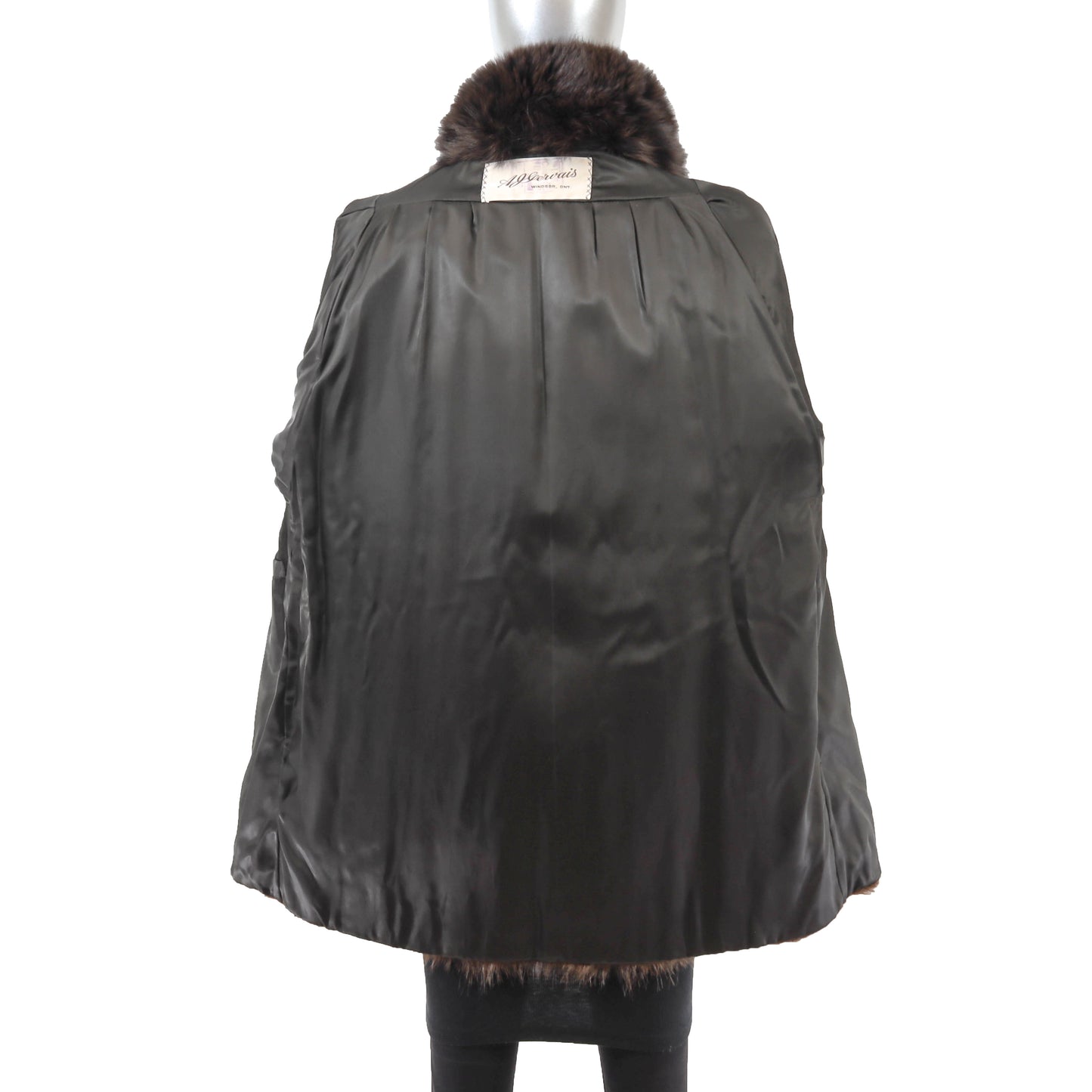 Brown Nutria 3/4 Coat with Fox Collar- Size XL