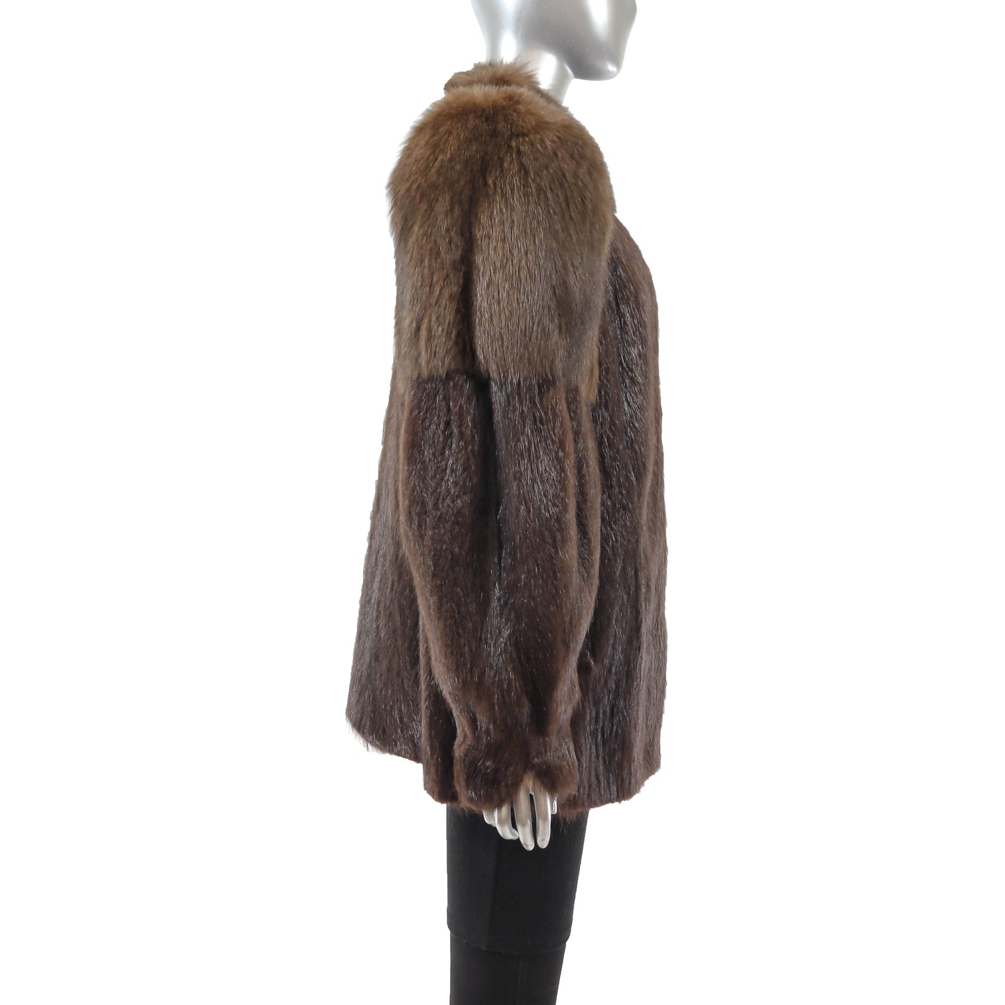 Brown Nutria Jacket with Fox- Size M