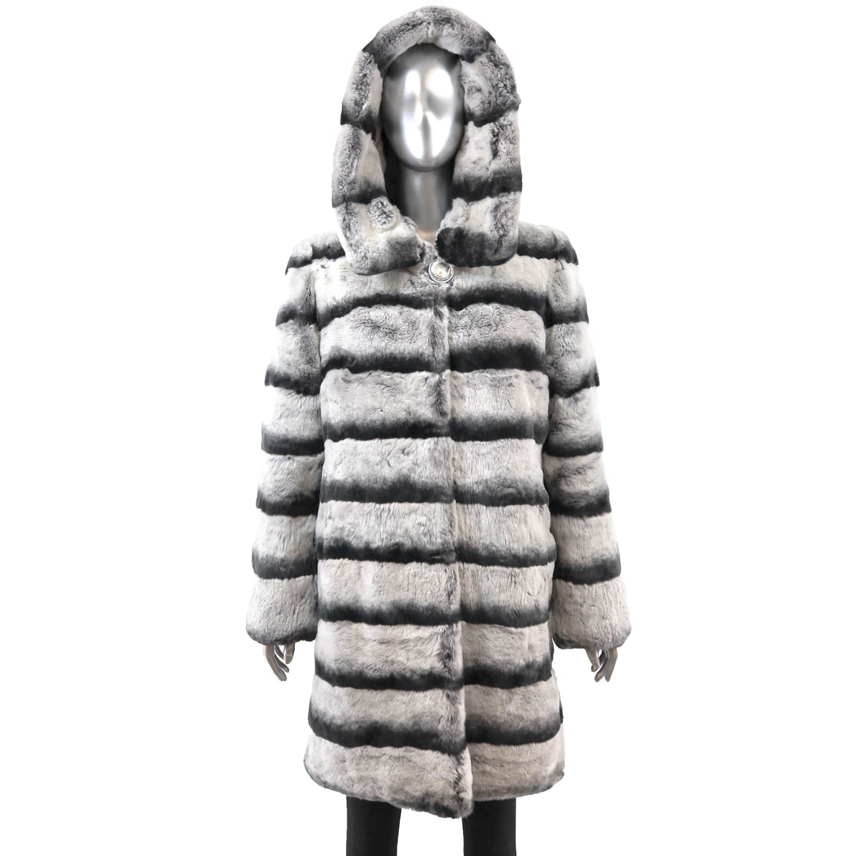 Hooded Rex Rabbit Coat- Size S